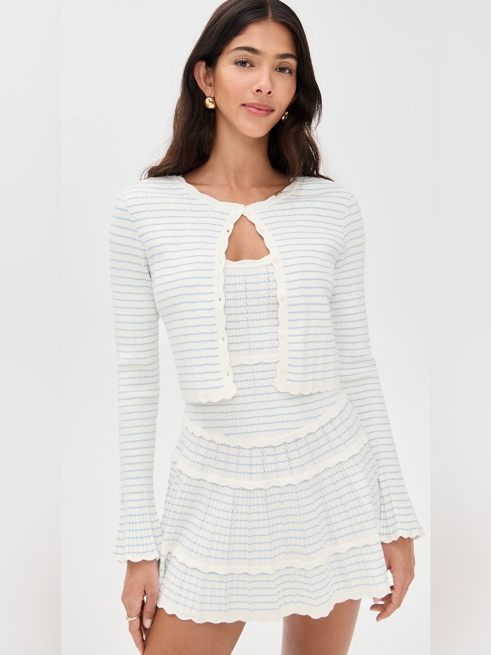NWT LoveShackFancy Elisavette Stretch Knit Mini Dress & Cardigan 2 pc Set XXL